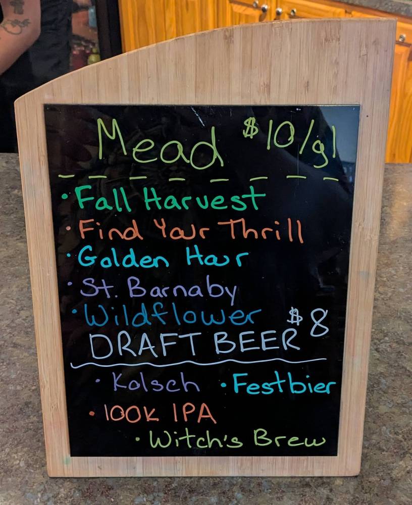 Mead and draft beer chalkboard
