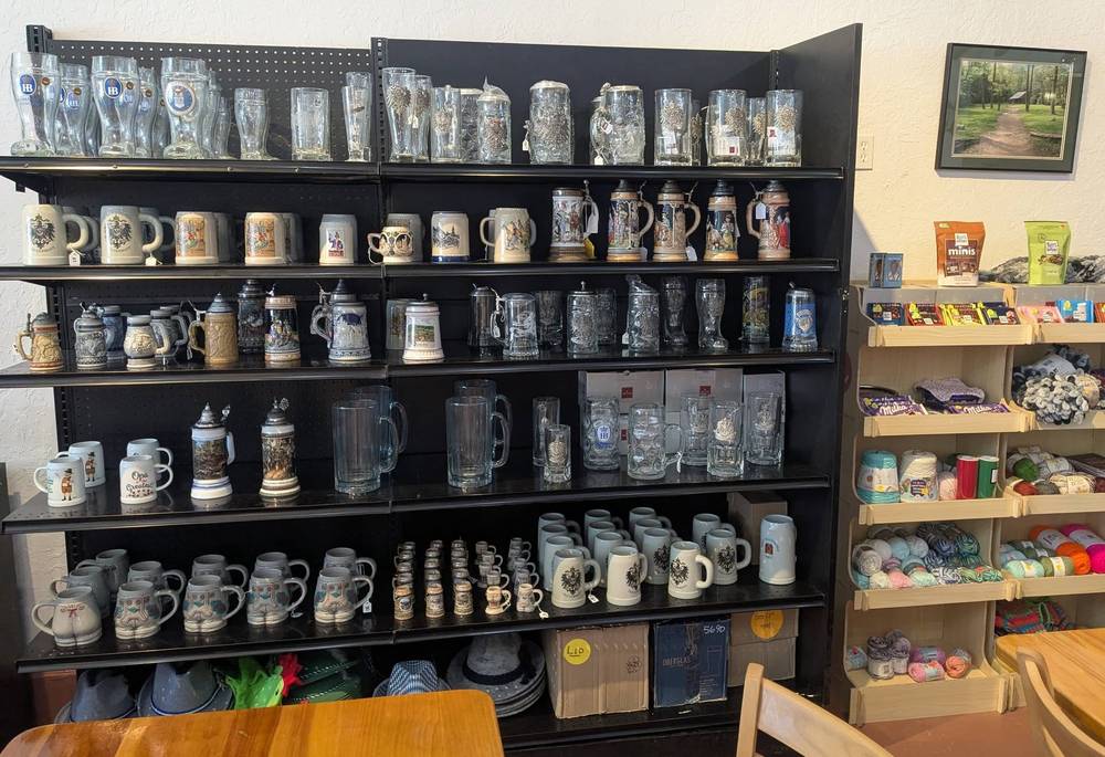 German steins on the deli shelves
